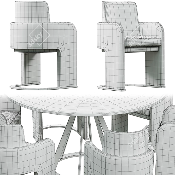 Modern ODISSEIA Chair with MITOS Table Set 3D model image 6
