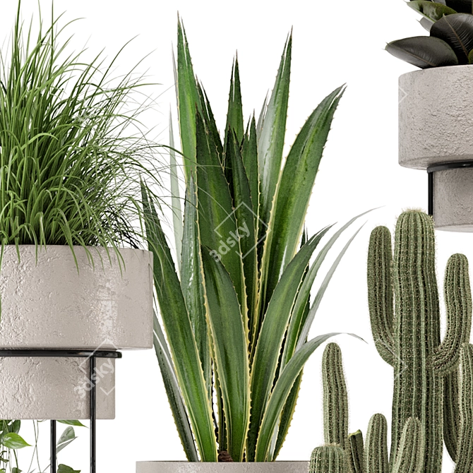 Rusty Concrete Pot: Indoor Plants Set 3D model image 6