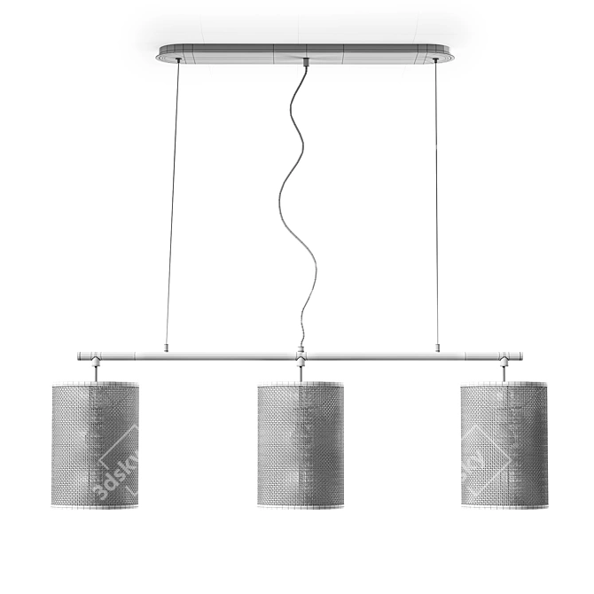 Metal and Wicker Pendant Light, Cara 3D model image 2