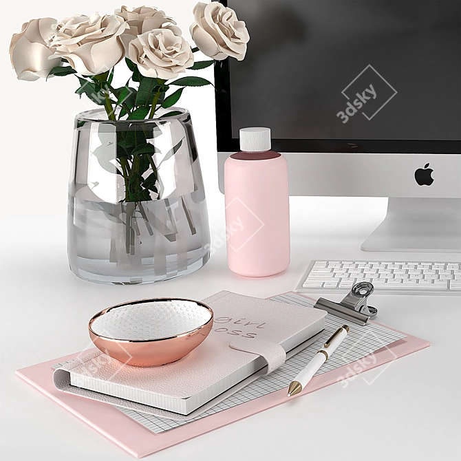 Modern Workplace Decor Set 3D model image 2