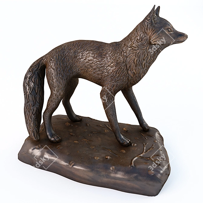 Graceful Fox Sculpture 3D model image 1