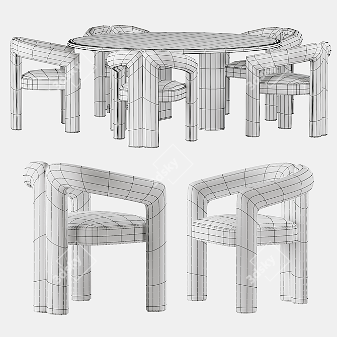 Elegant DUDET Sengu Dining Table 3D model image 5