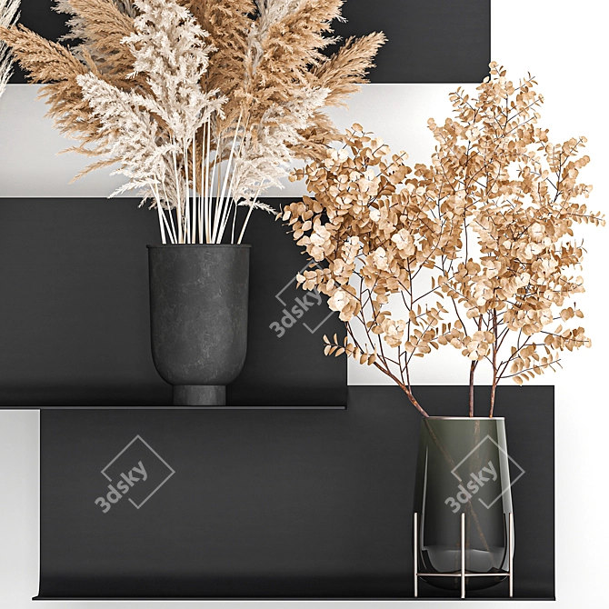 Title: Elegant Dried Reed Bouquet in Cyclades Vase 3D model image 5