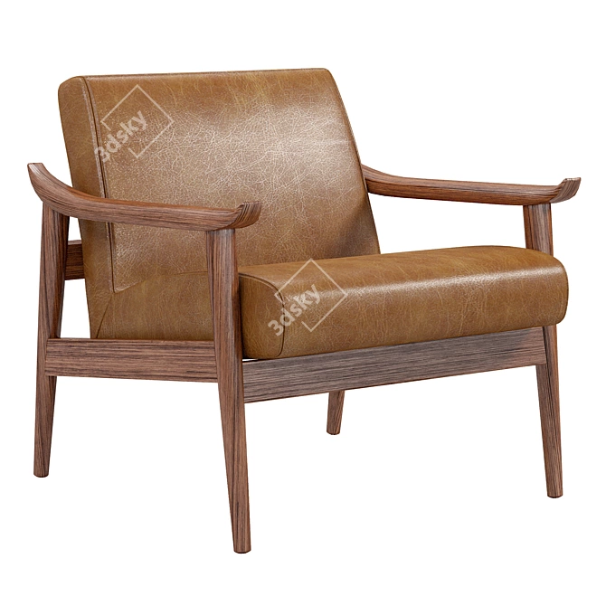 Stylish Mid-Century Upholstered Chair 3D model image 1