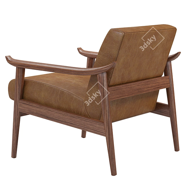Stylish Mid-Century Upholstered Chair 3D model image 2