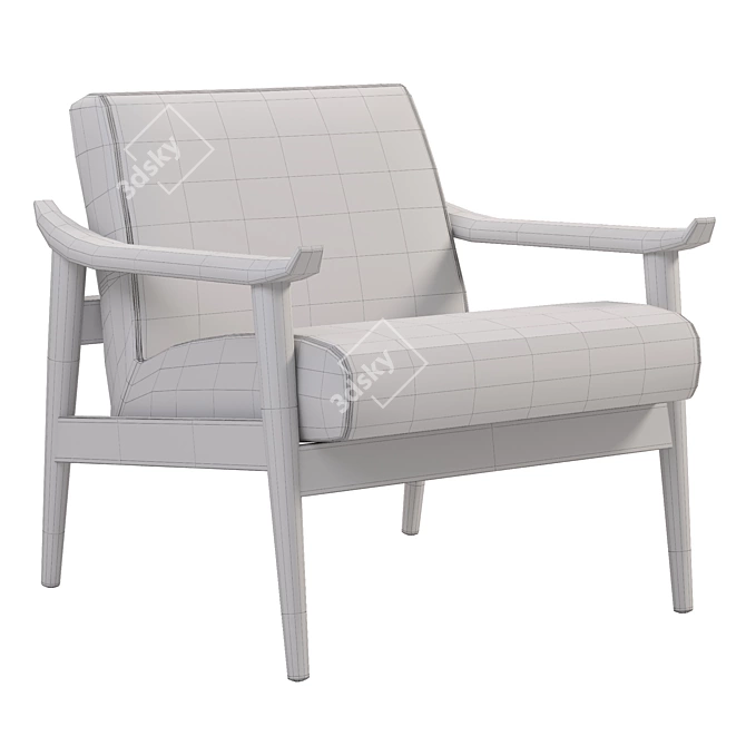 Stylish Mid-Century Upholstered Chair 3D model image 3