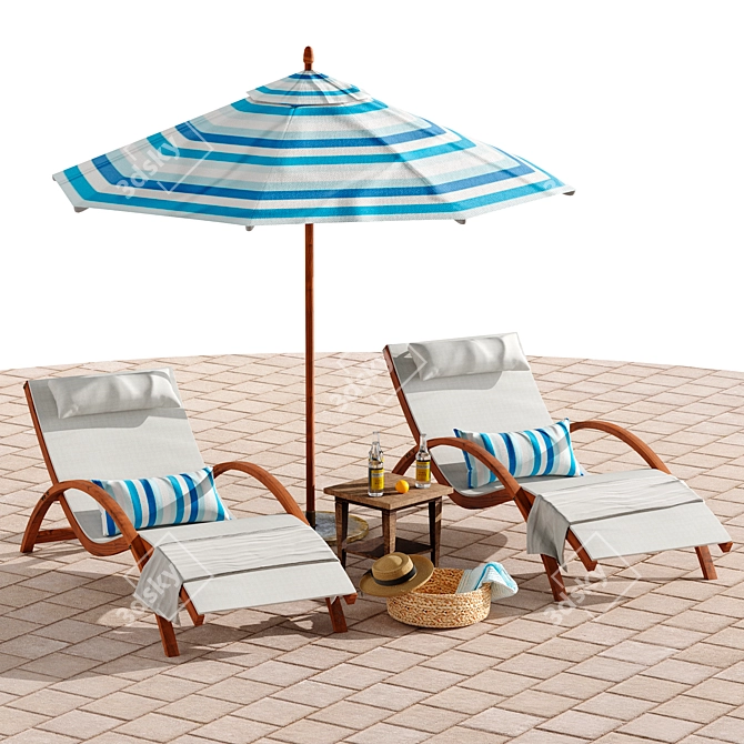 Seaside Oasis Outdoor Lounge Set 3D model image 1