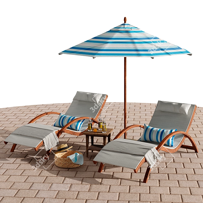 Seaside Oasis Outdoor Lounge Set 3D model image 2