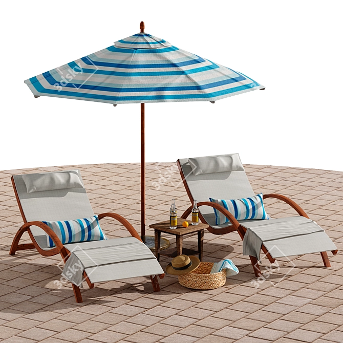 Seaside Oasis Outdoor Lounge Set 3D model image 3