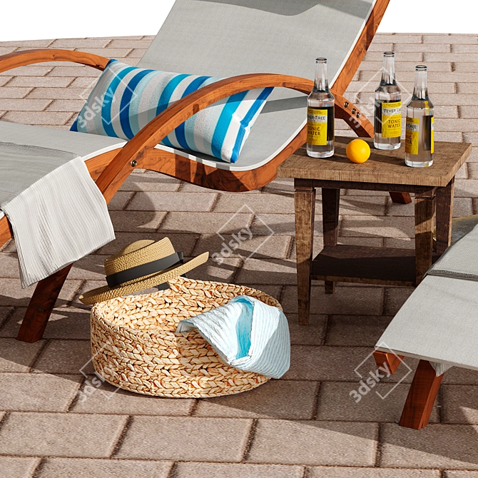 Seaside Oasis Outdoor Lounge Set 3D model image 4