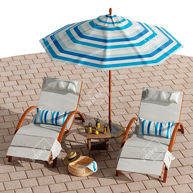 Seaside Oasis Outdoor Lounge Set 3D model image 5