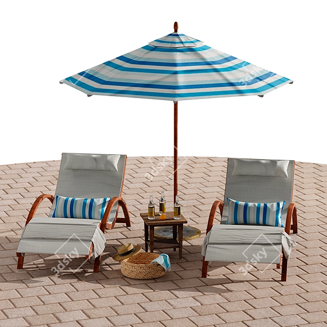 Seaside Oasis Outdoor Lounge Set 3D model image 6