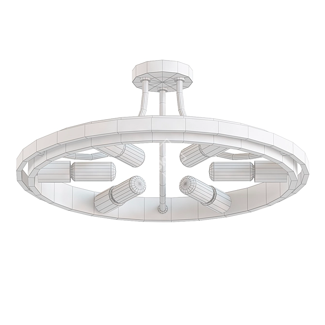 Industrial Loft Chandelier with Concentric Rings 3D model image 2