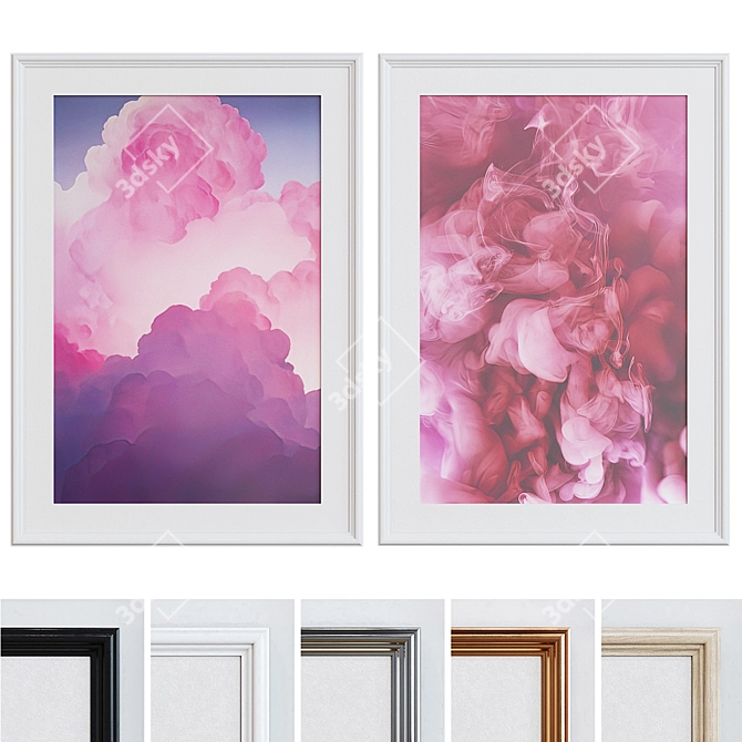 Pink Clouds Picture Frame Set 3D model image 1