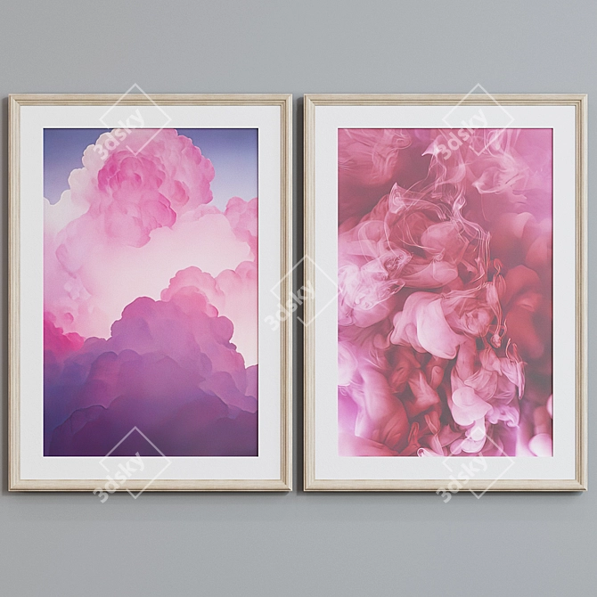 Pink Clouds Picture Frame Set 3D model image 3