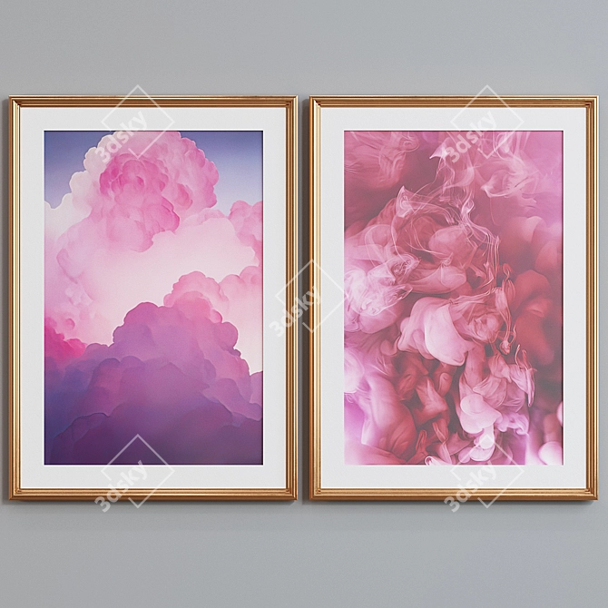 Pink Clouds Picture Frame Set 3D model image 4