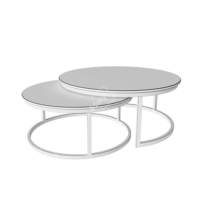 Marble Gold Coffee Tables Set 3D model image 2