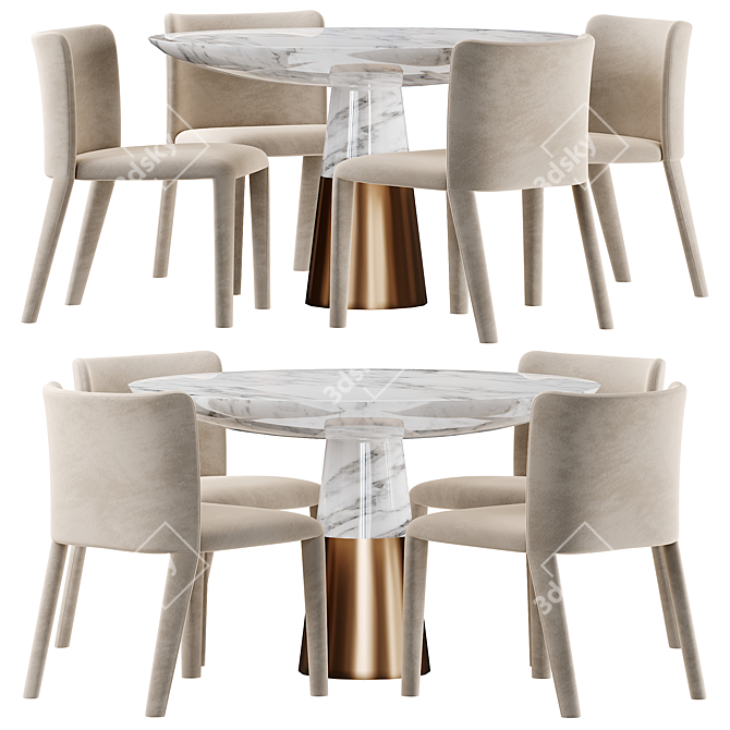 Potocco Lars Dining Table - Elegant and Stylish Ensemble 3D model image 1