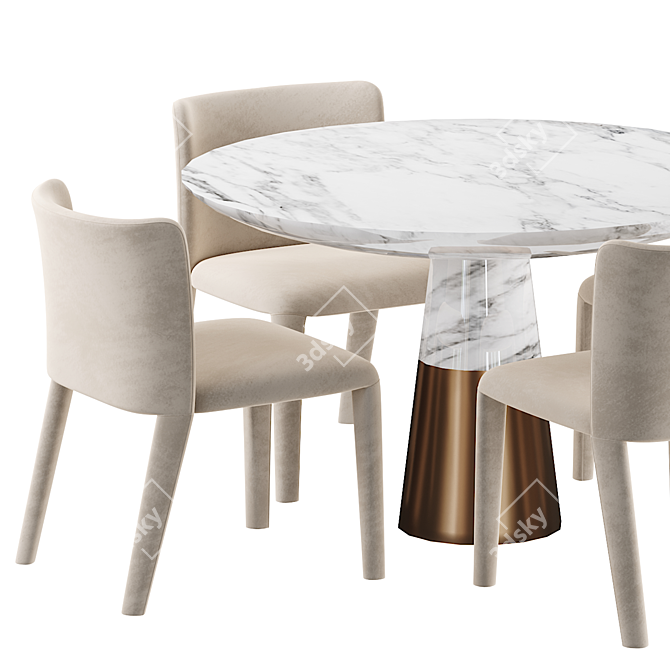 Potocco Lars Dining Table - Elegant and Stylish Ensemble 3D model image 3