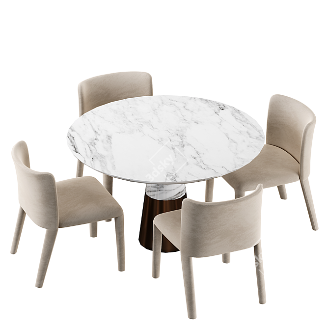 Potocco Lars Dining Table - Elegant and Stylish Ensemble 3D model image 4