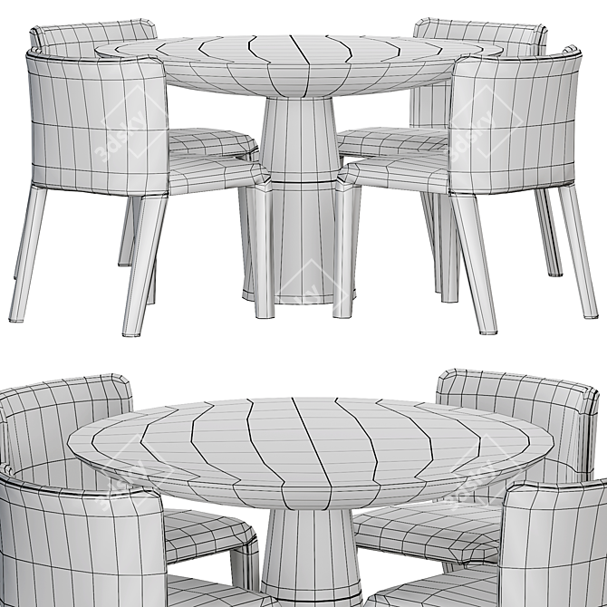 Potocco Lars Dining Table - Elegant and Stylish Ensemble 3D model image 5