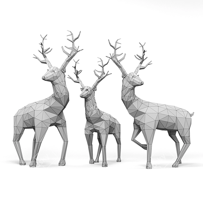 Elegant Deer Origami Sculpture 3D model image 3
