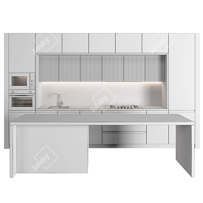 Sleek Island Kitchen 088 3D model image 4