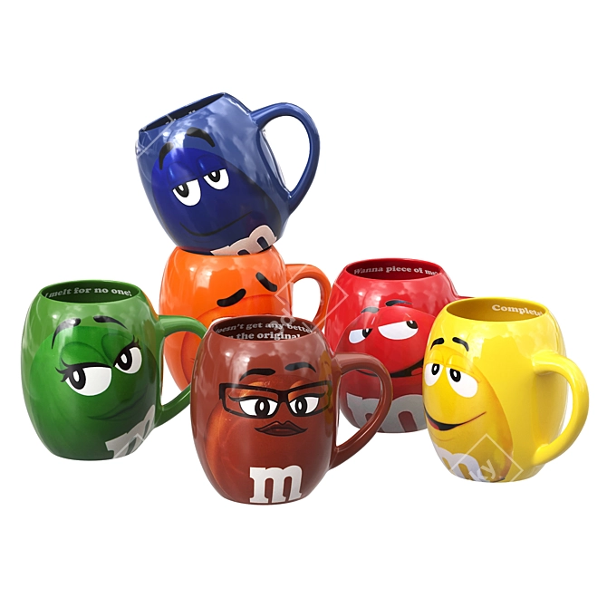 M&M's Ceramic Mug Set - Collectible Americana Collection 3D model image 1