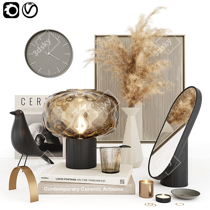 Chic Decor Collection: Pampas Vase, Ceramic Artisans Book, Eames Bird & More 3D model image 1