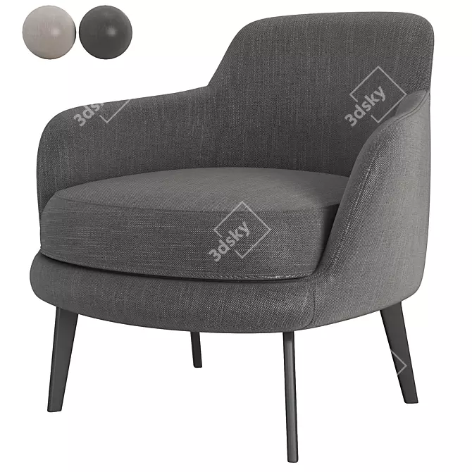 Sum Black Flax Armchair 3D model image 2