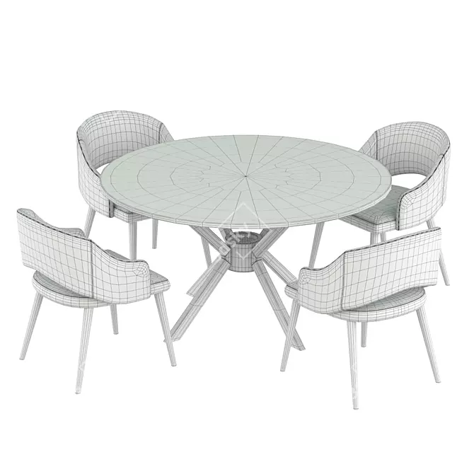 Beige Dining Set: Elegant and Stylish 3D model image 2