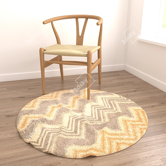 Title: Elegant Round Rug Set for 3D Models 3D model image 2