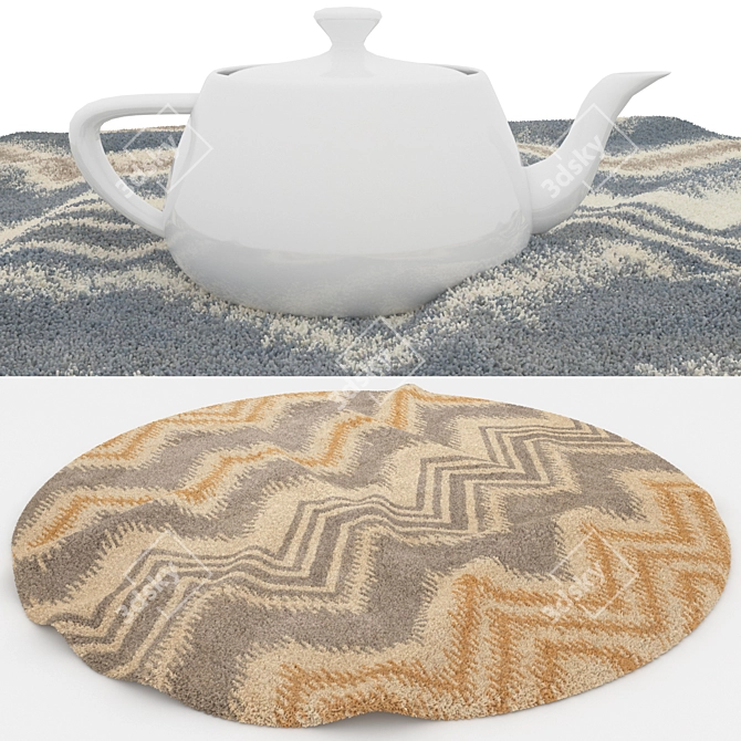 Title: Elegant Round Rug Set for 3D Models 3D model image 4