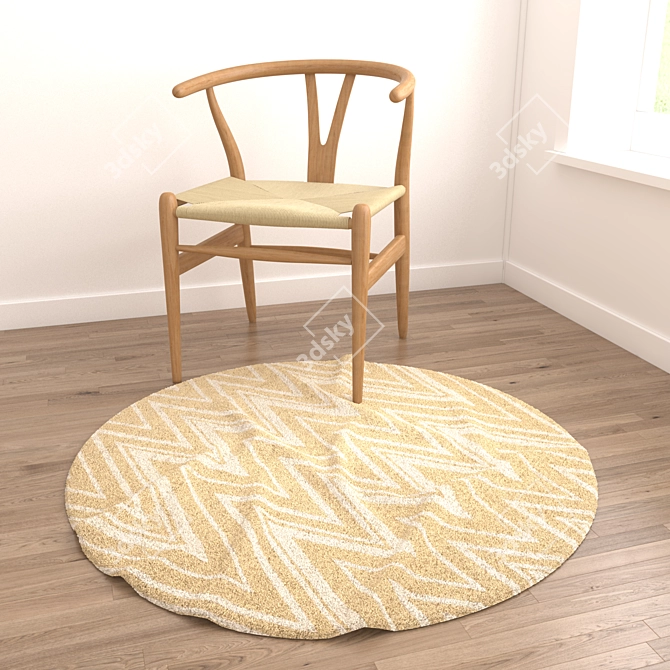 Title: Elegant Round Rug Set for 3D Models 3D model image 6