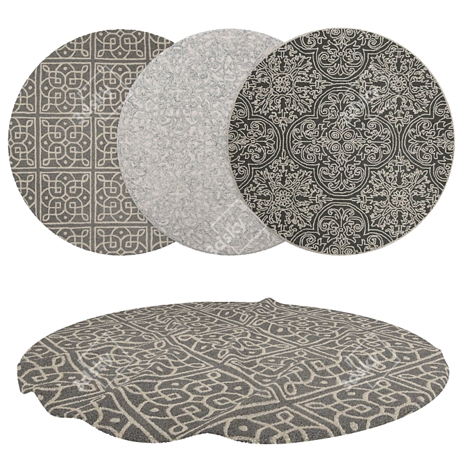 Round Rug Set: 6 Circular Rugs 3D model image 1