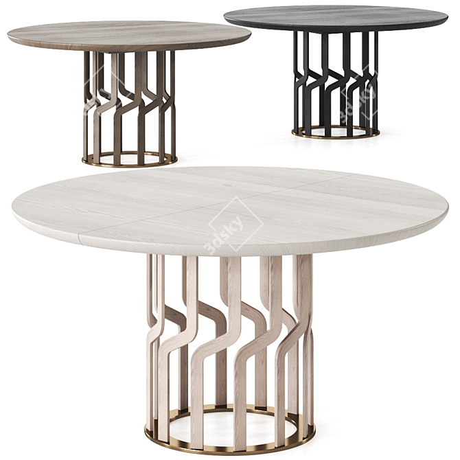 Potocco Intreccio Extendable Dining Table 3D model image 2