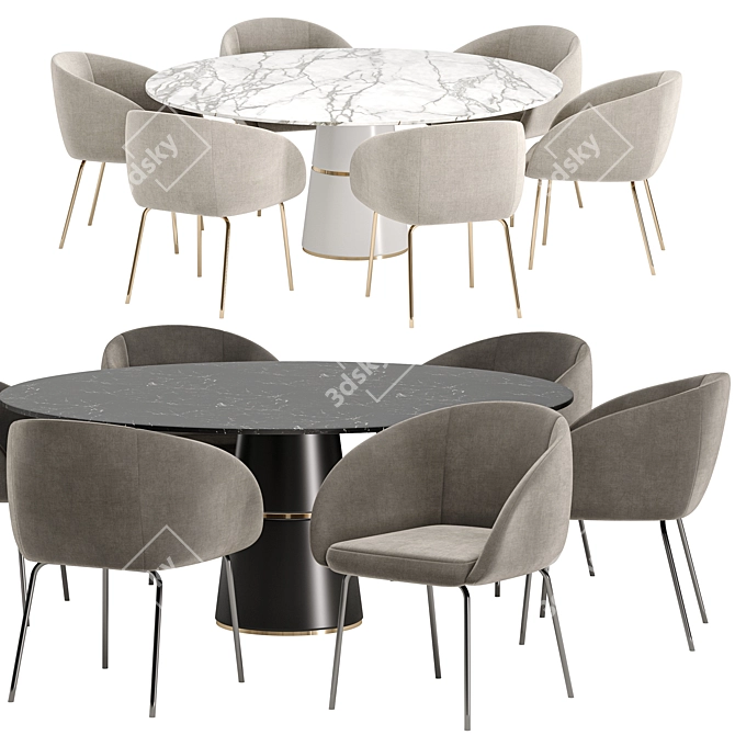 Elegant Avalon Boucle Dining Set 3D model image 2