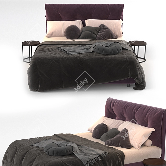 Vintage Elegance Bed 3D model image 2