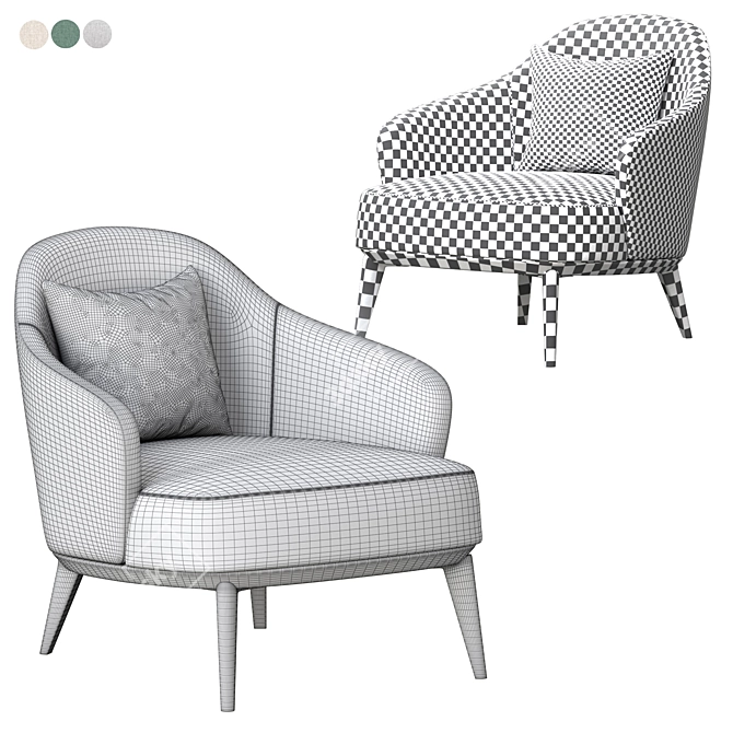 Luxury Leslie Armchairs - Elegant Minotti Design 3D model image 14