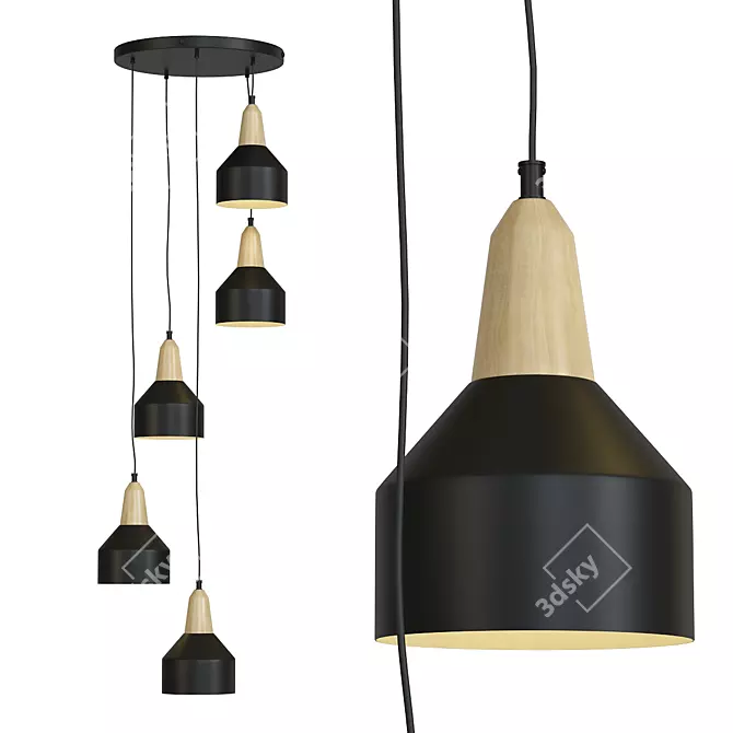 Albert 5-Shade Pendant Light 3D model image 1