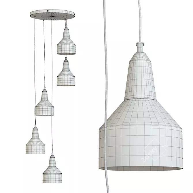 Albert 5-Shade Pendant Light 3D model image 2