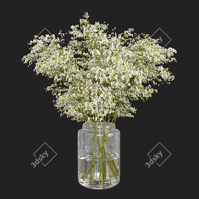 Ethereal Gypsophila Stems Bouquet 3D model image 2