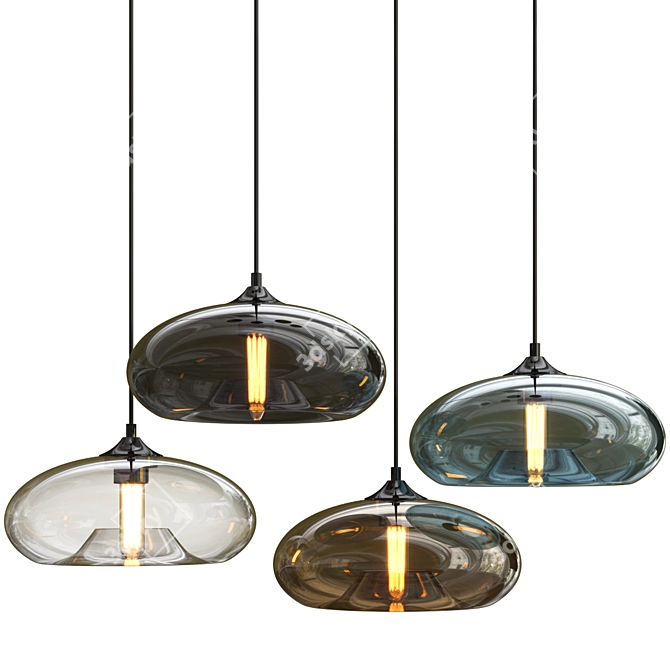 Sleek Glass Pendant Lamp 3D model image 1