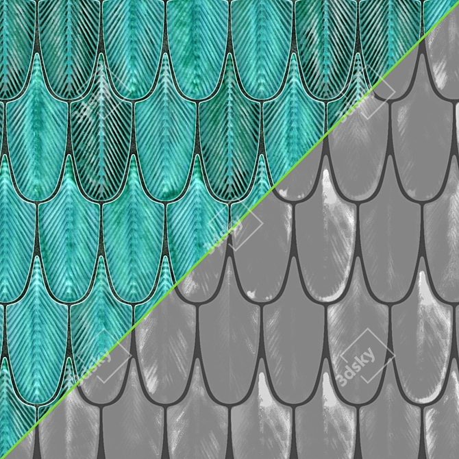 Feather Mosaic Wall Tiles 3D model image 5