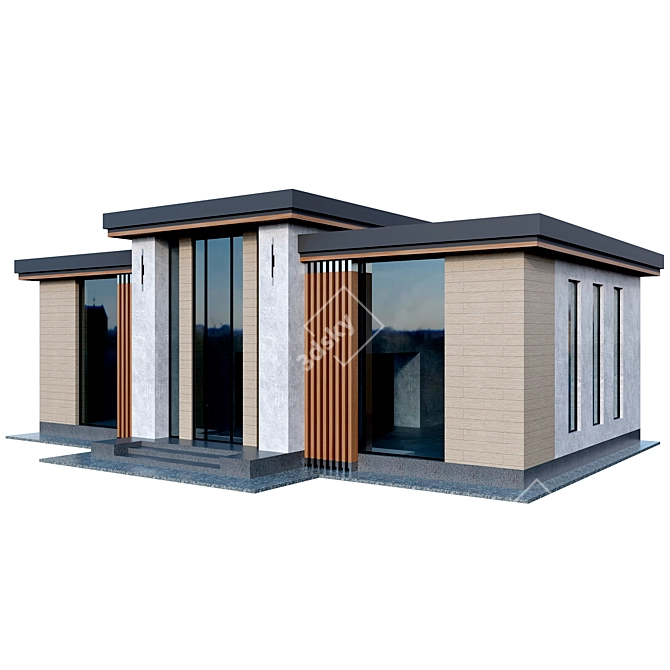 Modern Concrete Home Model - 1:07 Scale 3D model image 1