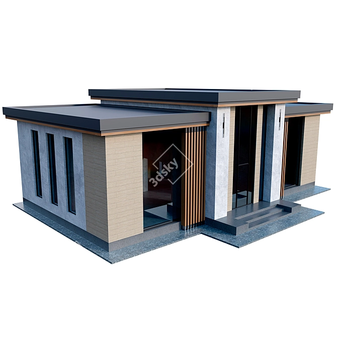 Modern Concrete Home Model - 1:07 Scale 3D model image 3