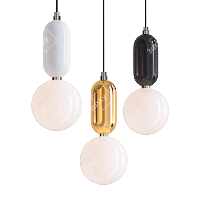 Elegant Glass Pendant Light 3D model image 1