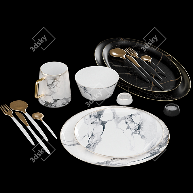 Modern Style Dish Set 3D model image 1