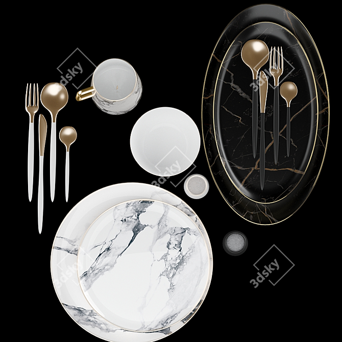 Modern Style Dish Set 3D model image 2