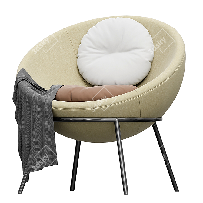 Sand Nuance Bowl Chair: Elegant and Comfortable 3D model image 2